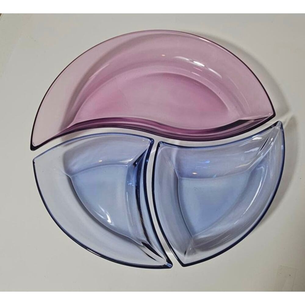 Villeroy & Boch NewWave Move Blue Mauve Glass Serving Bowls Set of 3 Y2K